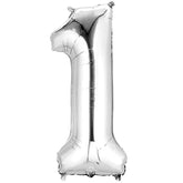 34 Inch Silver Oversized Foil Balloon Numbers 0-9